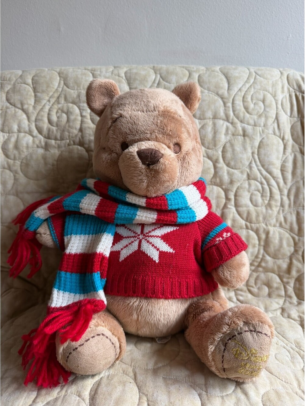 Disney Winter Winner The Pooh Bear Plush with Scarf & Sweater